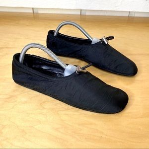 PRADA Black Leather and Nylon Travel Slippers